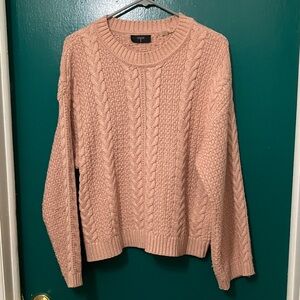 T Tahari Blush Cable Knit Sweater